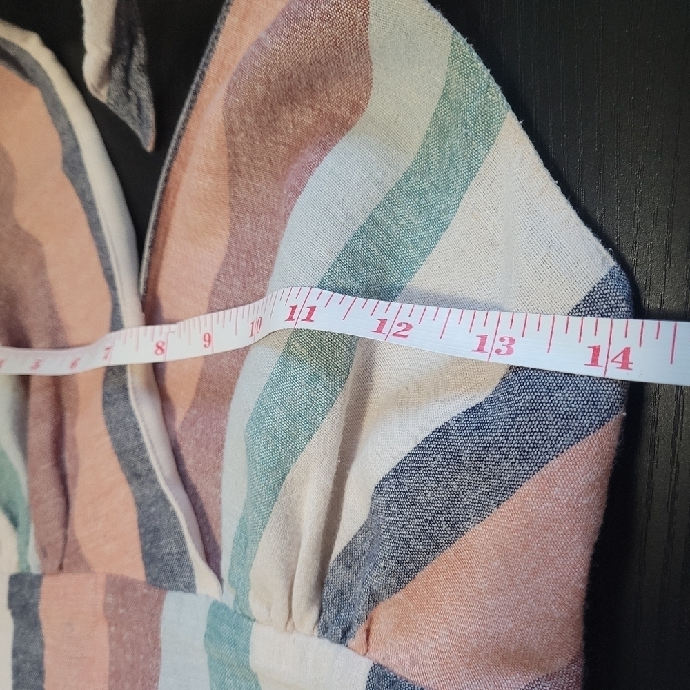 American Eagle Striped Cotton Linen Halter Dress Size S - Picture 5 of 5